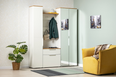 Шкаф для одежды Октава 13.338, белая шагрень, дуб золотой крафт