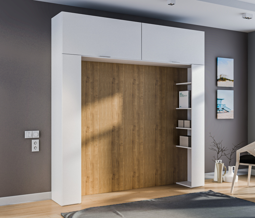 Мальта, Мальта СБ-3266 Секция для кровати Белый,Дуб Гамильтон/МДФ Белый