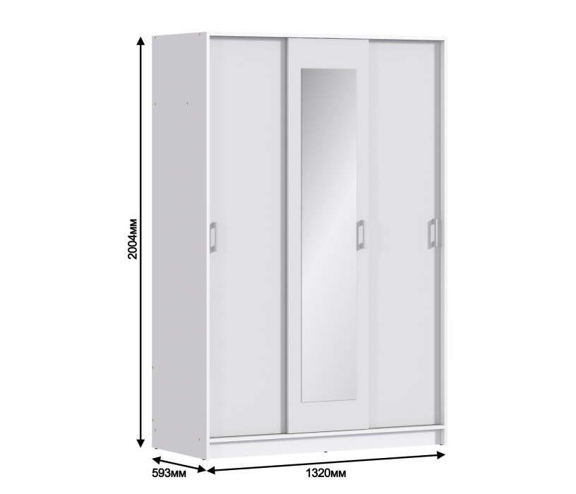 Шкафы-купе, Шкаф-купе 3-х дверный Терра СБ-2610 с зеркалом Белый