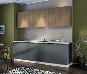 Регина Кухонный гарнитур Диамант серый/Джаз МДФ Акация светлая 240