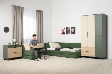 Шкаф-пенал Марвэл 16.316.02, темно-серый, дымчатый зеленый