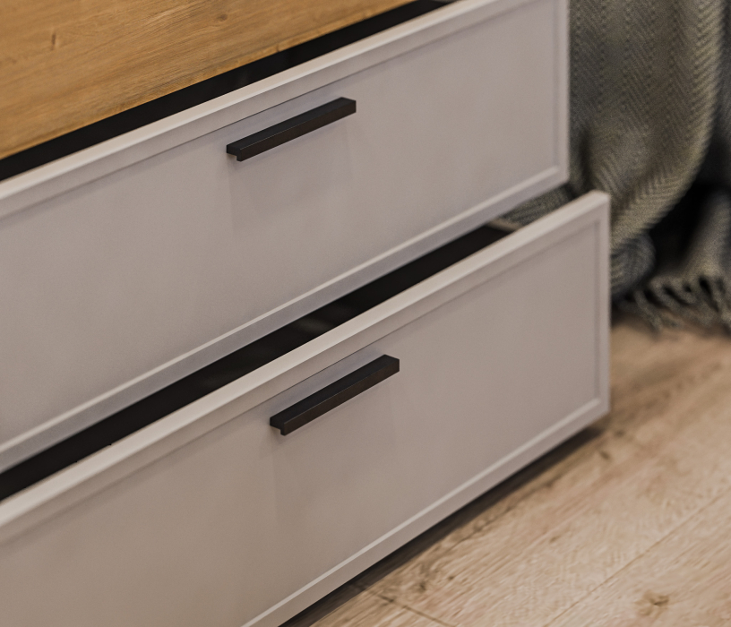 Комоды, Комод Милан СБ-3296 Серый/Дуб Гамильтон,МДФ Светло серый