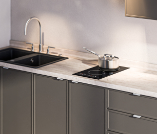Кухонный гарнитур Регина Квадро Песочный / Базальт 2,8 м