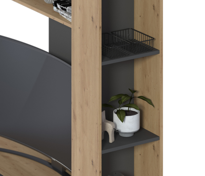 Стенки для гостиной, Стенка Лофт СБ-3411 Дуб дикий,Диамант серый/Диамант серый