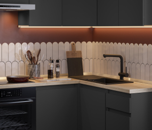 Кухонный гарнитур Леон угловой 210х140 см, диамант серый