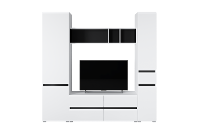 Шкаф с ящиком Сидней 13.202, белый премиум, черный, белый глянец