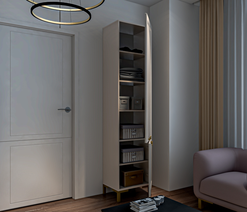 Шкафы пеналы, Шкаф-пенал Ассоль СБ-3430 Кашемир серый/МДФ Кашемир