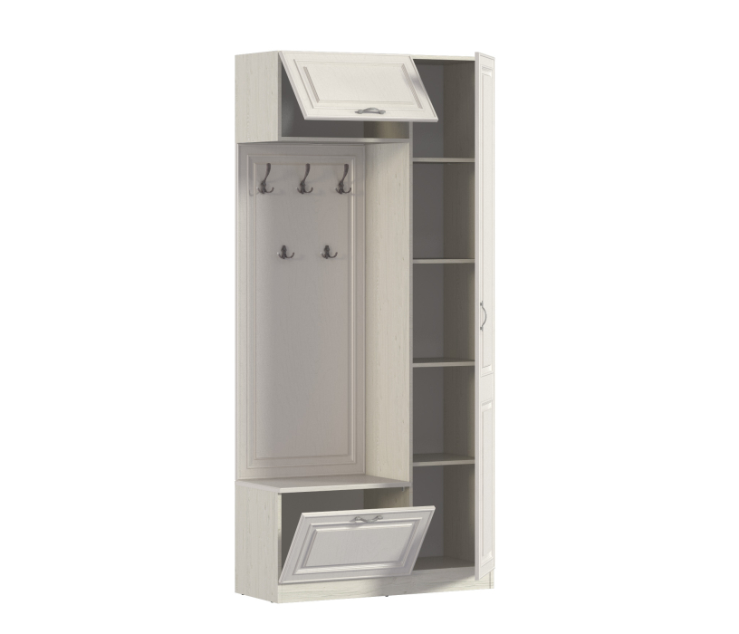 Прихожие, Прихожая Гранд / Ливерпуль СБ-3509 Дуб Приморский Белый/МДФ Классика Светлый