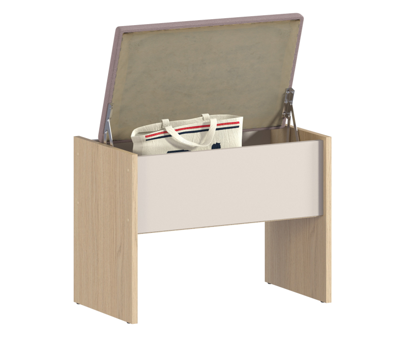 Тумба в прихожую с мягким сиденьем, Пуф Афина СБ-3319 Дуб Винченца,Кашемир серый