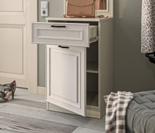 Тумба с зеркалом Гранд / Ливерпуль СБ-3508 Дуб Приморский Белый/МДФ Классика Светлый