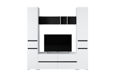 Шкаф с ящиком Сидней 13.202, белый премиум, черный, белый глянец