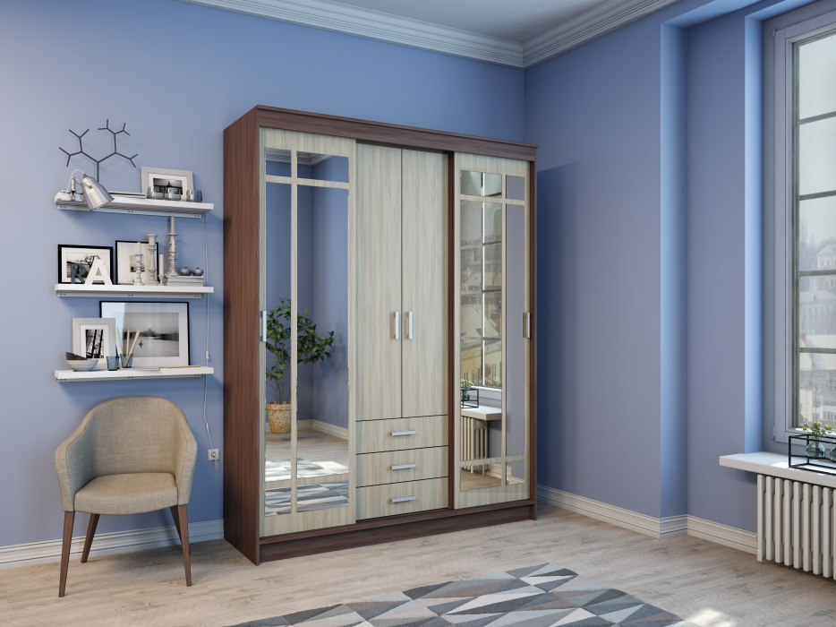 Шкафы-купе 3-х дверные, Шкаф-купе Лорд 1,7 м ЛДСП