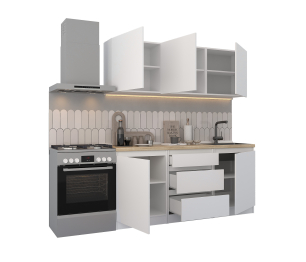 Кухонный гарнитур Леон прямой 180 см, белый