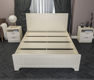 Кровать (1600) Гранд / Ливерпуль СБ-3530 Дуб Приморский Белый, МДФ Классика Светлый