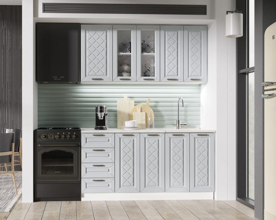 Кухонные гарнитуры, Кухня Агава 1,6 м Серый МДФ