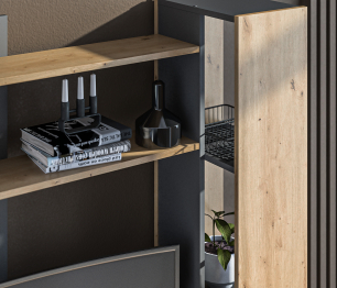 Стенка Лофт СБ-3411 Дуб дикий,Диамант серый/Диамант серый