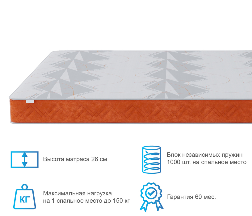 Другие размеры, Матрас Корсика-Лайт в чехле Warmer 1600х1900