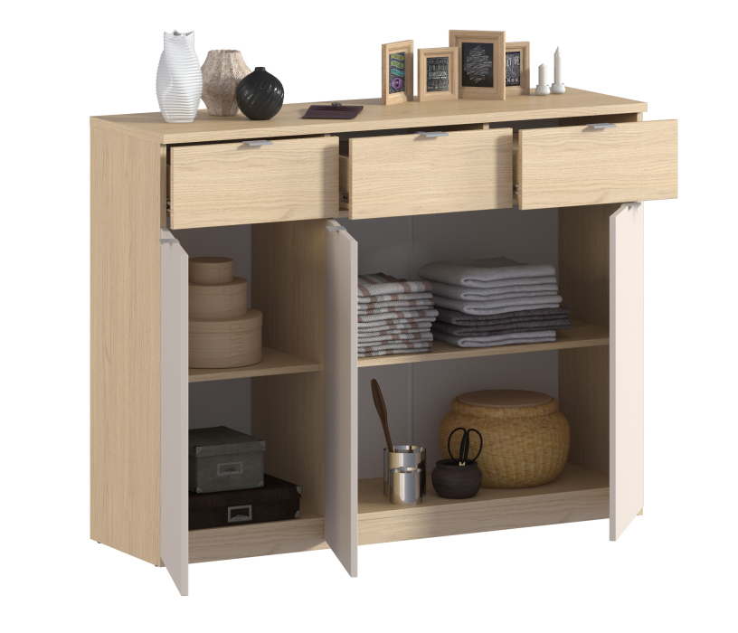 Комоды, Комод Афина СБ-3342 Дуб Винченца/Дуб Винченца,Кашемир серый