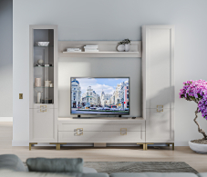 Стенки для гостиной, Набор для гостиной Ассоль Кашемир серый/МДФ Кашемир