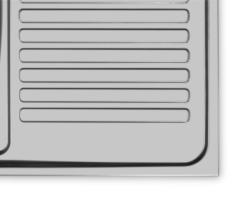 Кухонные мойки, Мойка накладная 80*60 Левая в комплекте с сифоном и крепежом