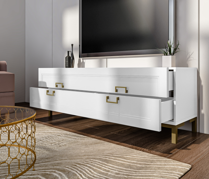 ТВ-тумбы, Тумба под телевизор Ассоль СБ-3433 Белый/МДФ Белый