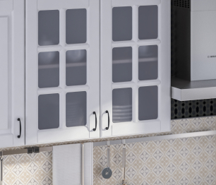 Кухонный гарнитур Регина Бежевый песок / МДФ Белый матовый 2,4 м