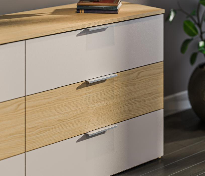 Комоды, Комод Афина СБ-3324 Дуб Винченца/Дуб Винченца,Кашемир серый