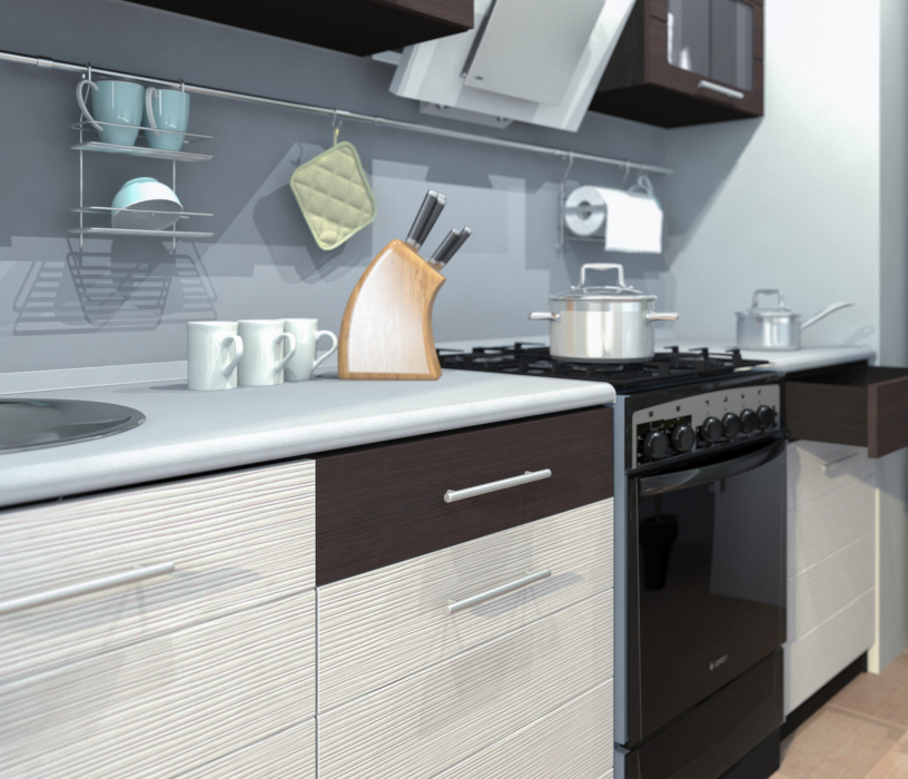 Кухонные гарнитуры, Кухонный гарнитур Милена Дуб Феррара/Онденс/Венге 2,4 м