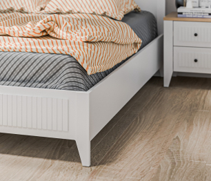 Кровать Монтана СБ-3550 Белый Альпийский,Дуб Гамильтон,МДФ Дуб Белый