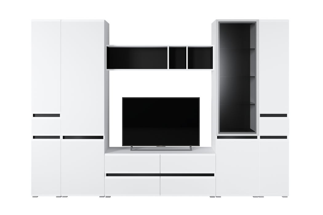 Шкафы распашные, Шкаф Сидней 13.200, белый премиум, черный, белый глянец