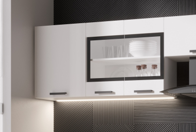 Кухня Хозяюшка 2,4 м Белый гладкий/Дуб вотан ЛДСП