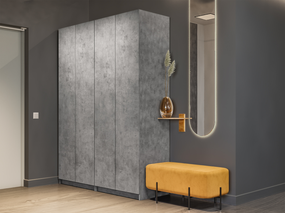 Шкафы распашные, Шкаф распашной Е1 Локер 162х52.5х220 см,с двумя комплектами полок и модулем