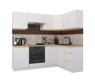 Кухонный гарнитур Леон угловой 210х140 см, белый