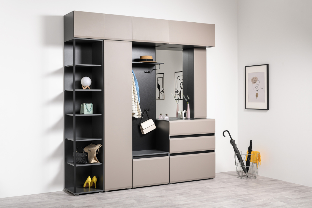 Шкафы распашные, Шкаф навесной Сидней 16.314.06, антрацит, веллюто капучино