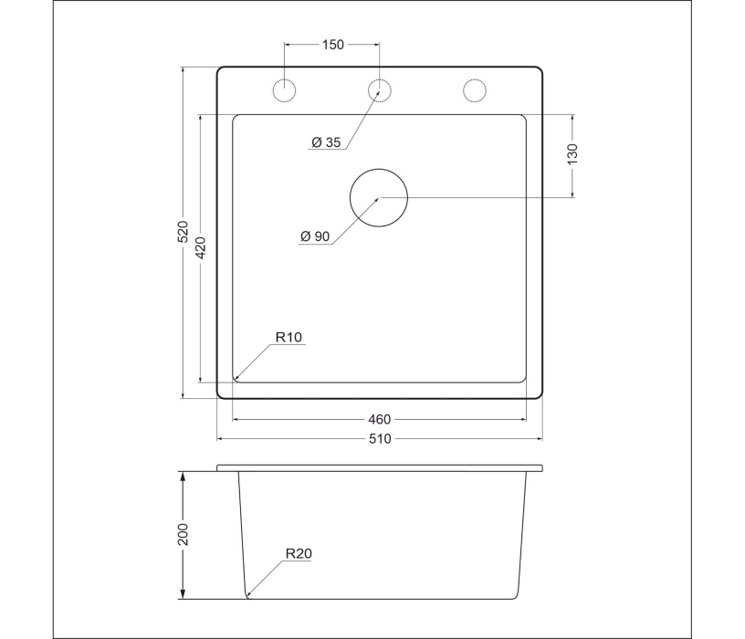 Кухонные мойки, Гранитная мойка EMQ-1510.Q