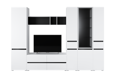 Шкаф Сидней 13.200, белый премиум, черный, белый глянец