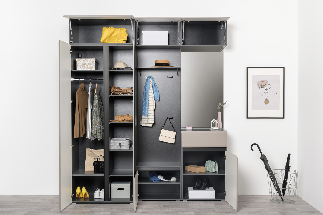 Шкафы распашные, Шкаф навесной Сидней 16.314.05, антрацит, веллюто капучино