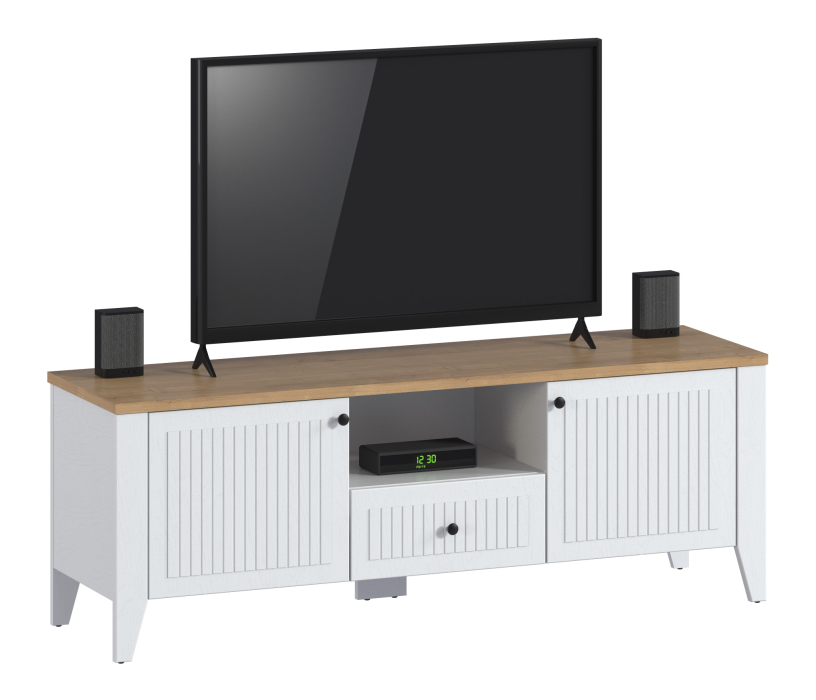 ТВ-тумбы, Тумба под телевизор Монтана СБ-3557 Белый Альпийский,Дуб Гамильтон/МДФ Дуб Белый