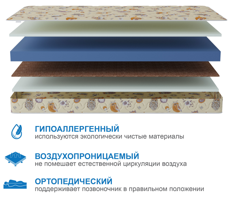 900 x 1900, Матрас Здоровый сон-Мишутка 900х1900