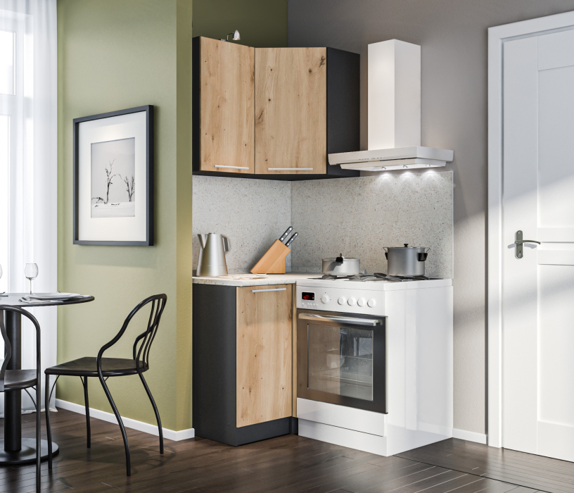 Кухонные гарнитуры, Кухонный гарнитур Ангелина угловой Диамант серый/Дуб дикий