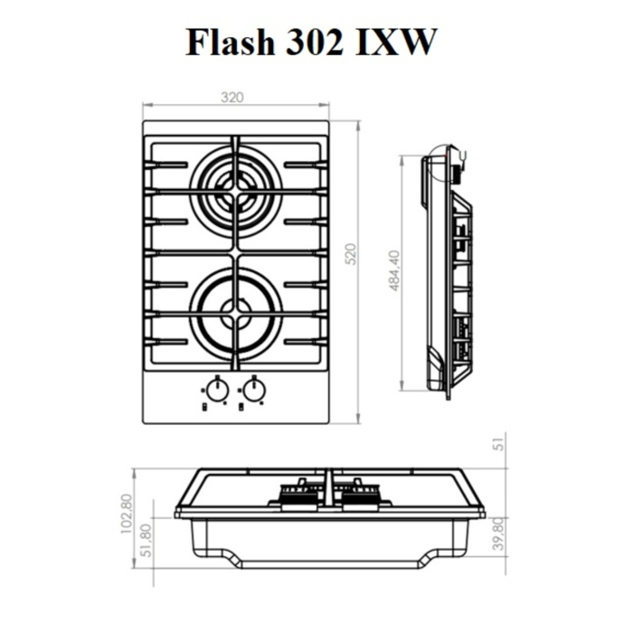Встраиваемые варочные панели, Газовая варочная панель Konigin Flash 302 IXW