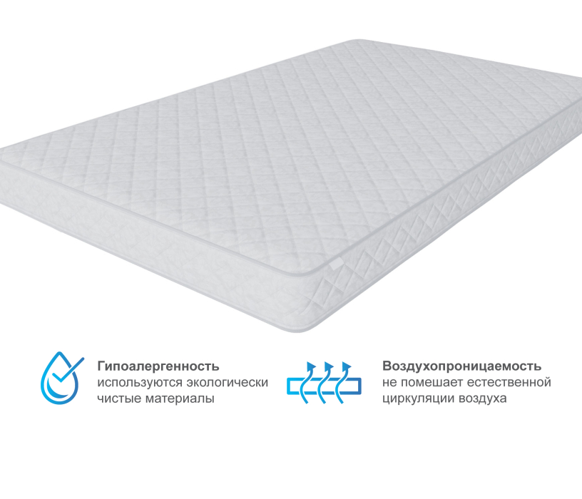 Кровати 160 см, Леон/Бруклин СБ-3369 Кровать белая с матрасом Тропикана-Боннет плюс 1600*2000