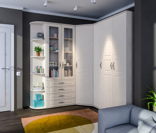 Сити СБ-2925 Шкаф-витрина Бежевый песок/МДФ Кофе