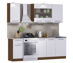 Кухонный гарнитур Элен Вишня Мадера / Белый глянец 1,7 м