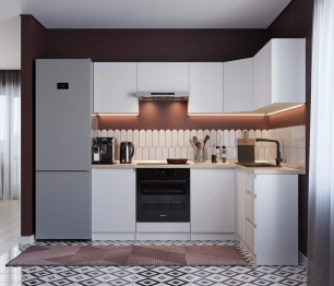 Кухонный гарнитур Леон угловой 210х140 см, белый