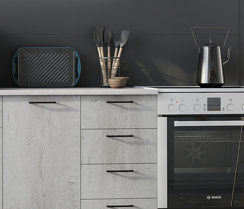 Кухня 2 метра, Кухня Лагуна 2,0 м Морская волна/Дуб седой МДФ