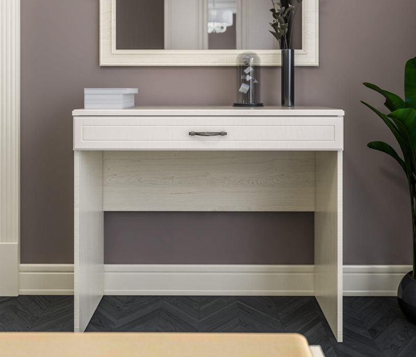 Туалетные столики, Стол туалетный Гранд / Ливерпуль СБ-3527 Дуб Приморский Белый/МДФ Классика Светлый