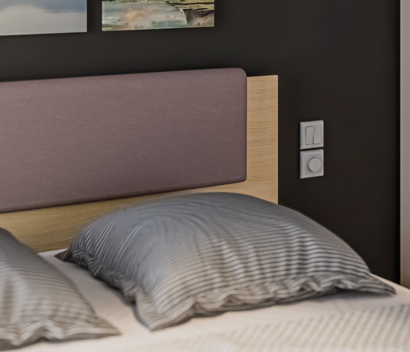 Кровати 160 см, Кровать (1600) Афина СБ-3270 Дуб Винченца,Кашемир серый