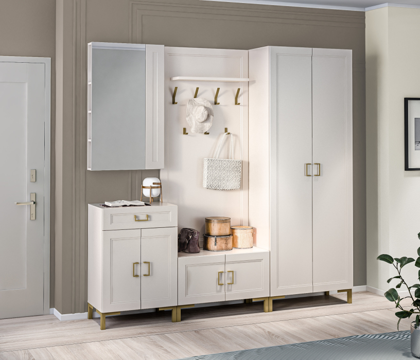 Прихожие, Прихожая Ассоль Кашемир серый/МДФ Кашемир