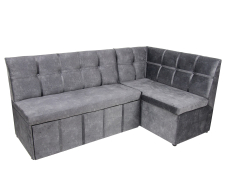 Кухонные уголки, Кухонный уголок со спальным местом Комфорт(правый) серый велюр ,1 категория